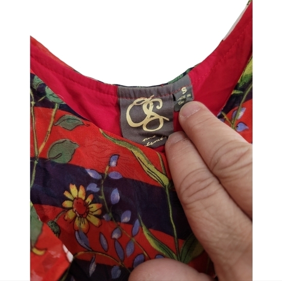 Anthropologie One September Zuri Midi Dress Small Red Floral Stripes Ruffles - Picture 6 of 9